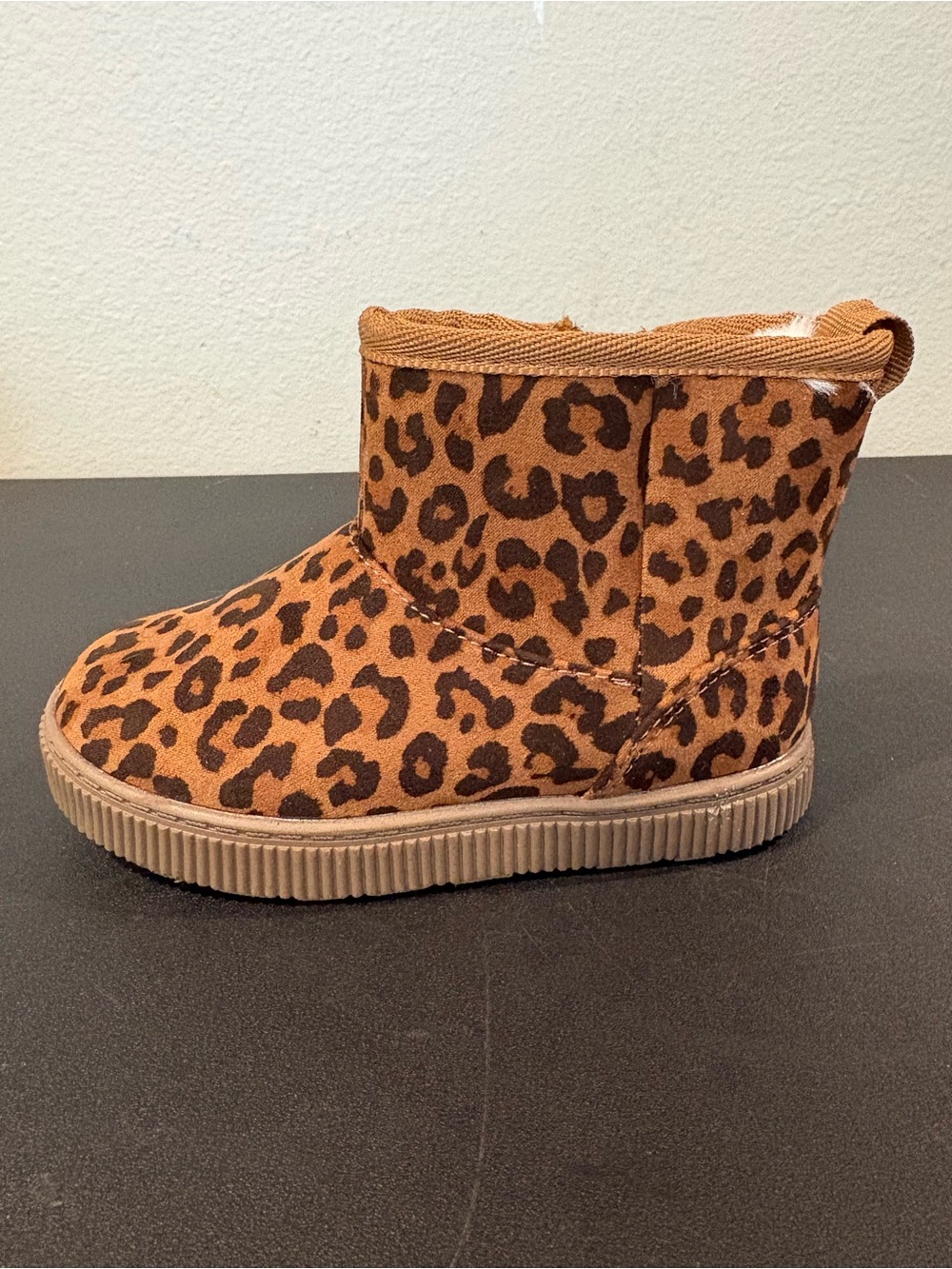 Cat and Jack Girls Arlo Zipper Shearling Boots Leopard Brown Infant Toddler Sz 5 - Picture 6 of 10